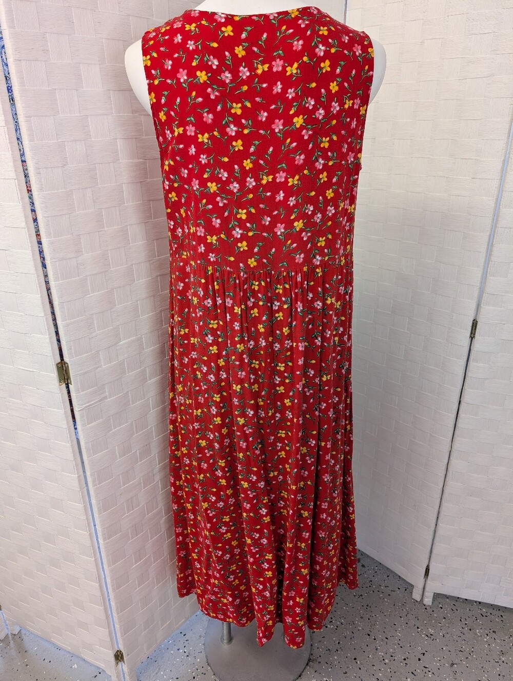 Vintage Dress By Dressing Clio Red Cottagecore Style  Sleeveless Maxi Dress Sz M - Picture 4 of 6